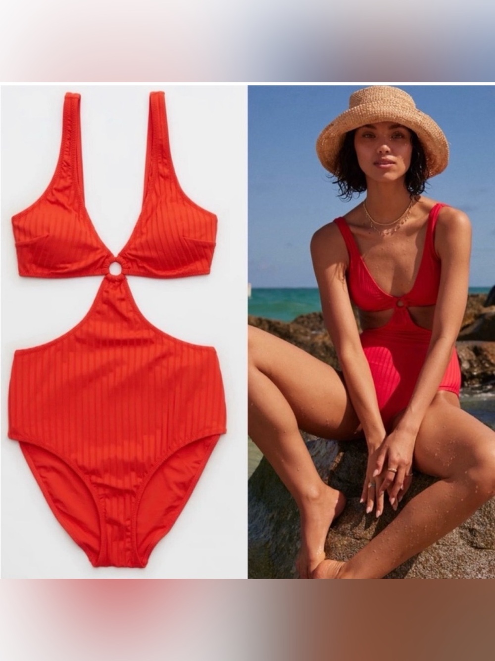 aerie bright orange monokini la